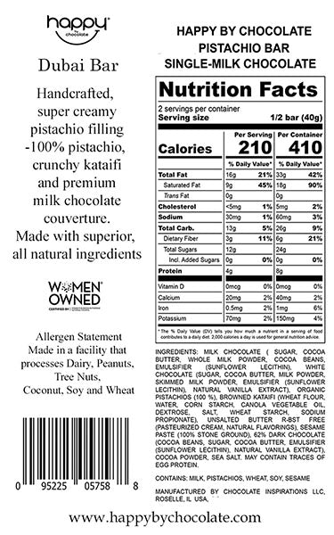 Dubai Bar Pistachio Milk Chocolate